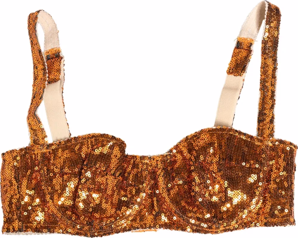 Dolce & Gabbana Gold Sequined Nyon Balconnet Bra Underwear