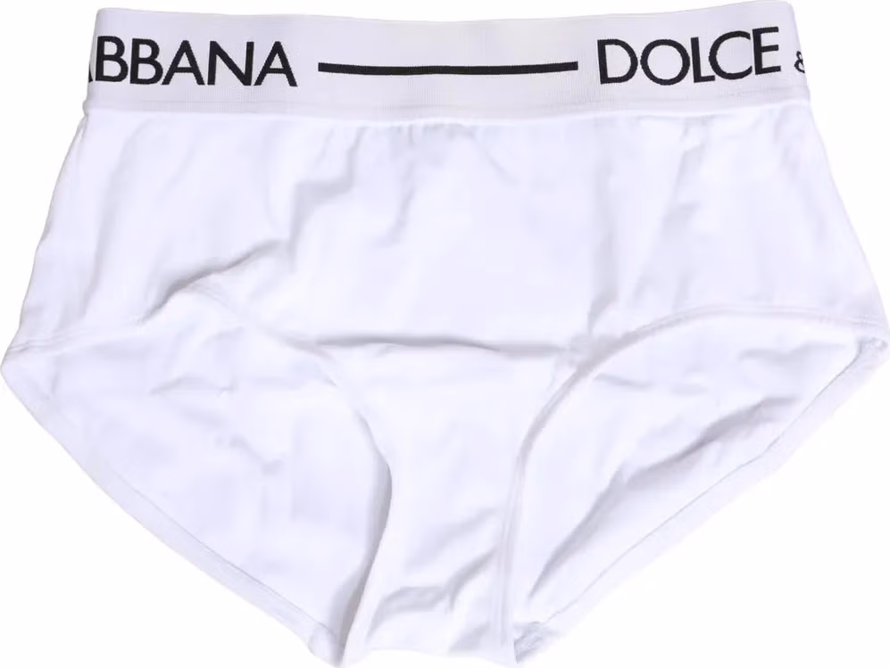 Dolce & Gabbana White Nylon Logo Waistband Panty Underwear