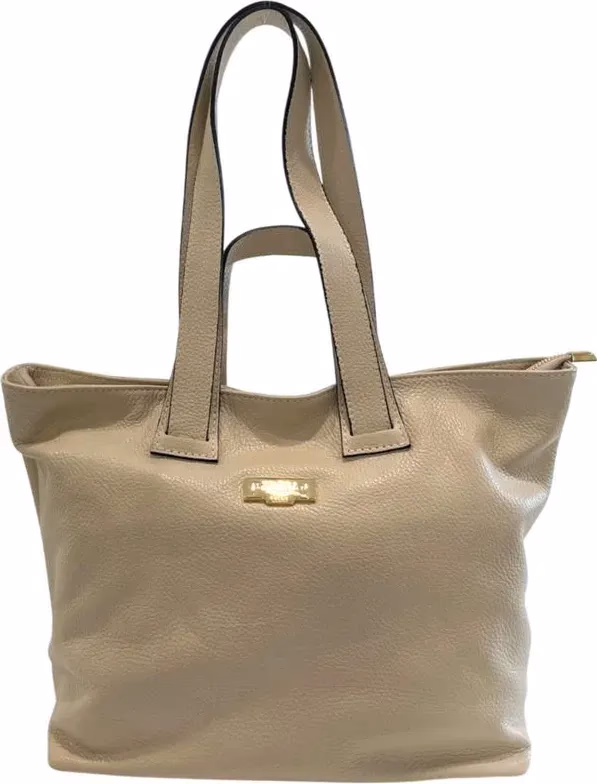 Baldinini Trend Beige Leather Women Shoulder Bag