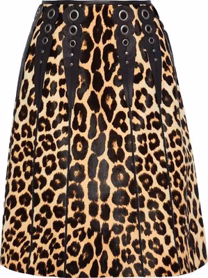 Brown Leather Midi Skirt
