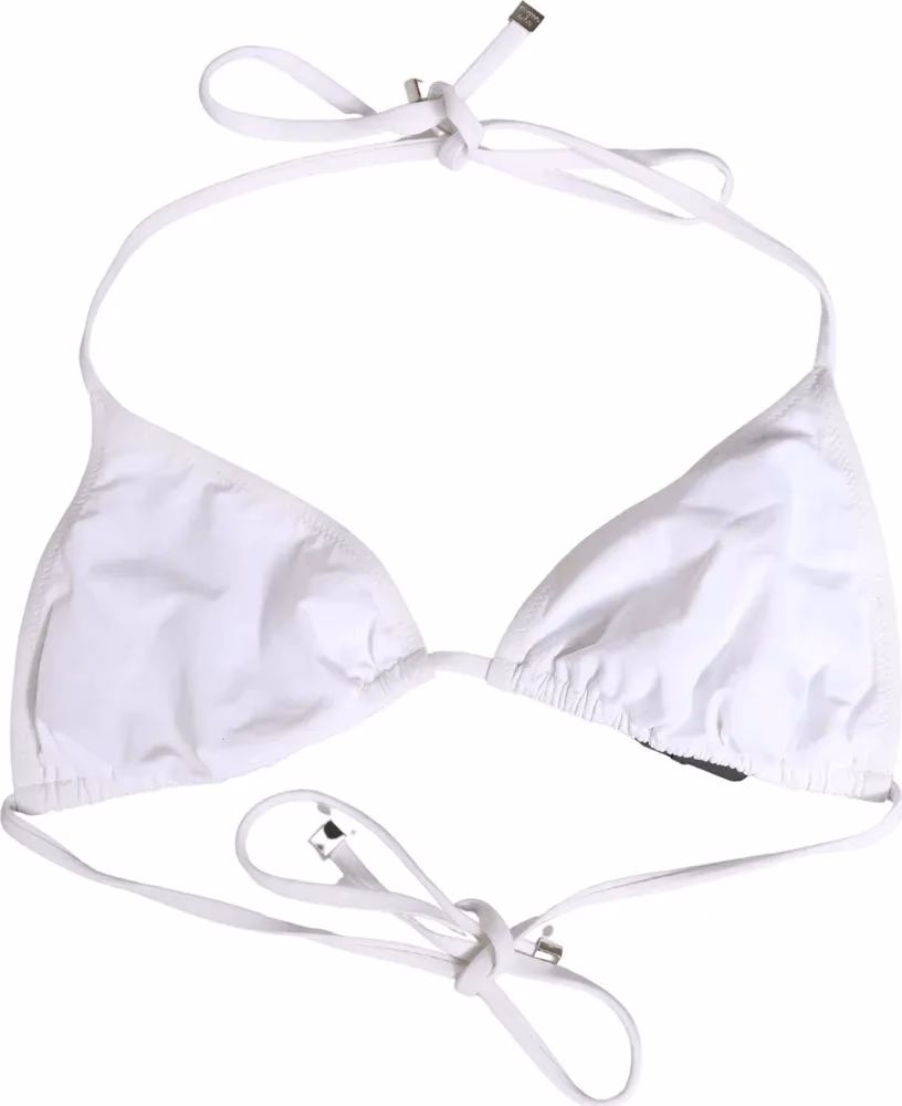 Dolce & Gabbana White Nylon Triangle Beachwear Bikini Top Swimwear