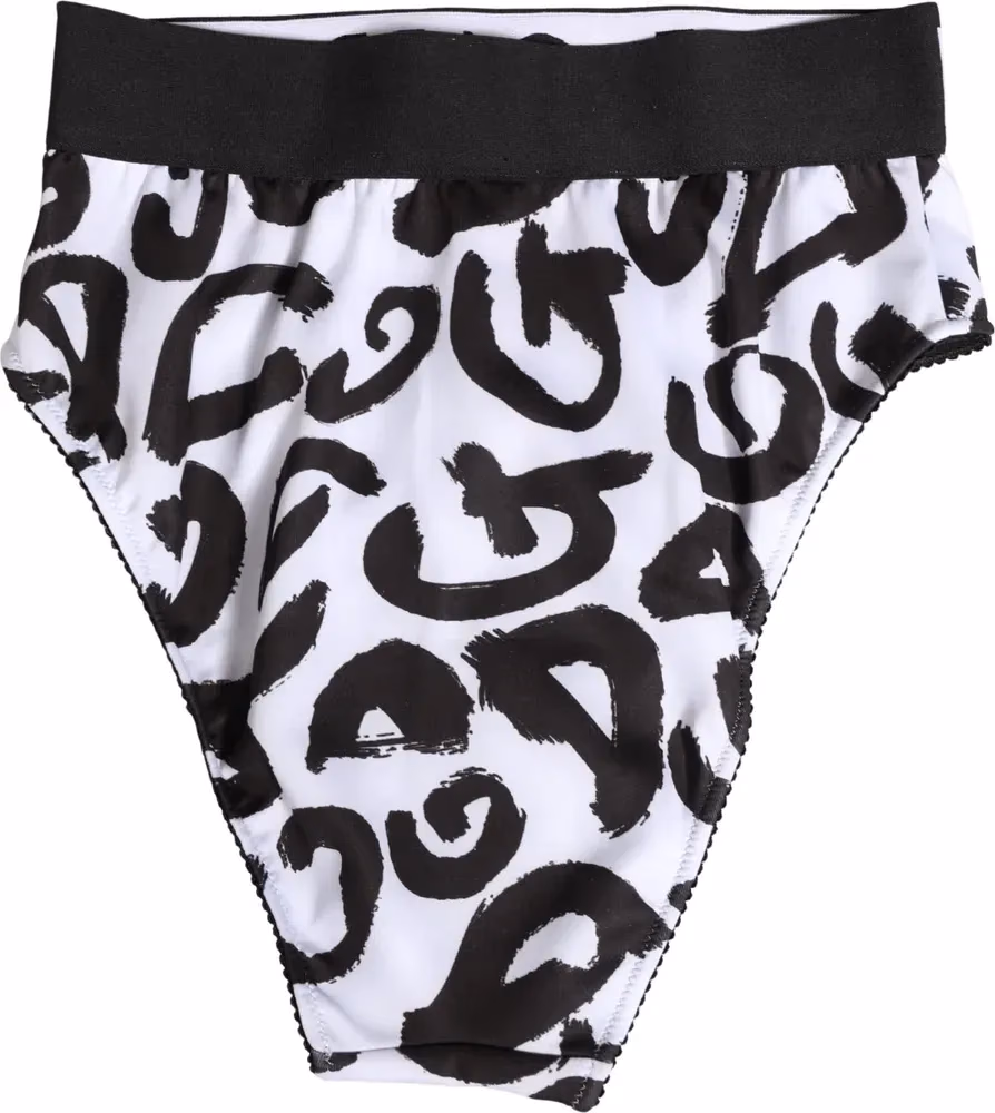 Dolce & Gabbana Black White Graphic Logo High Brief Underwear