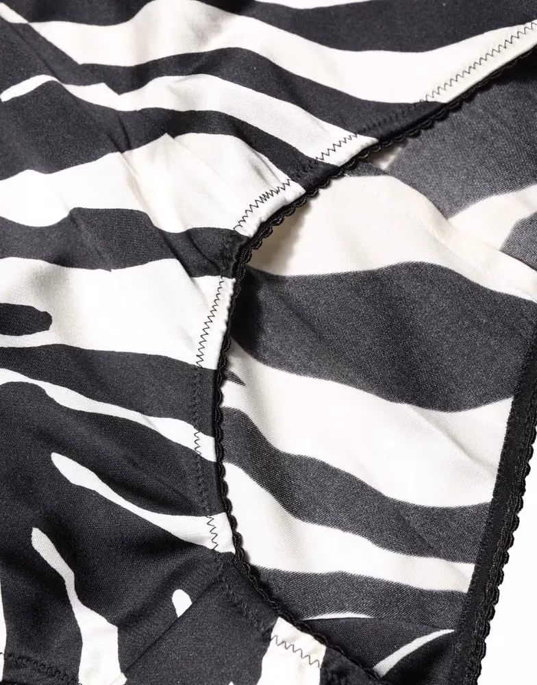 Dolce & Gabbana Black White Zebra High Waist Girdle Panty Underwear