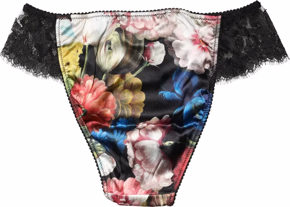 Dolce & Gabbana Black Floral Lace Mid Waist Brief Panty Underwear