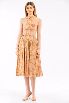 Beige Wool Casual Dress