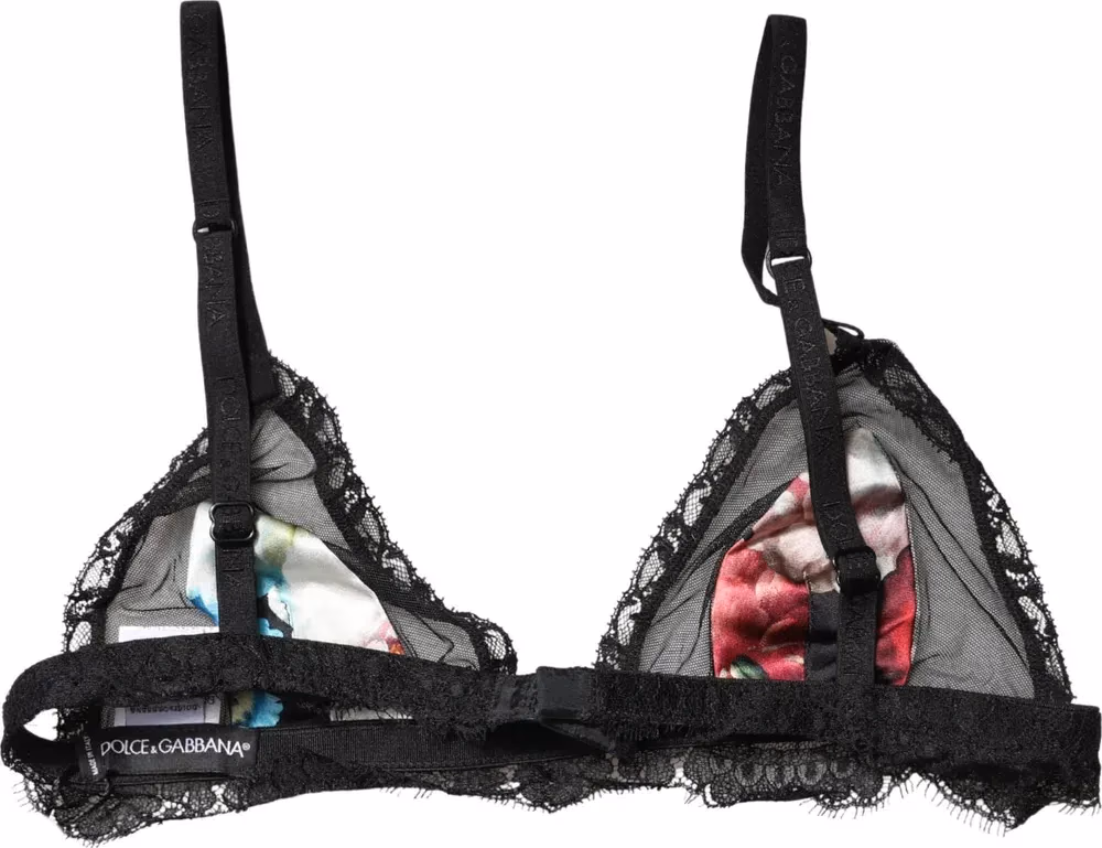 Dolce & Gabbana Black Floral Soft Cup Triangle Bra Underwear