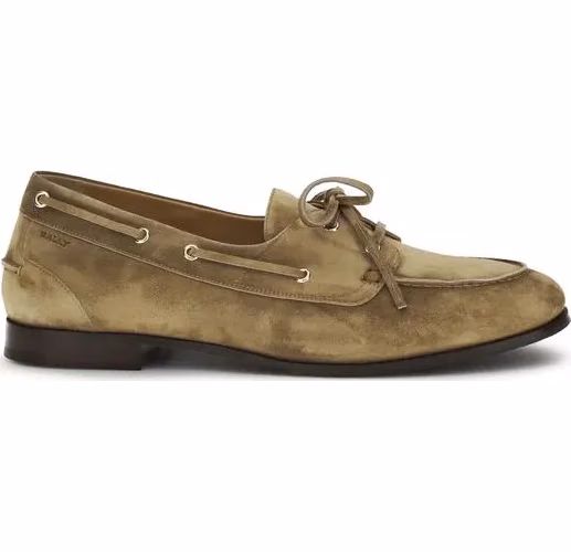 Bally Beige Buffalo Leather Slip-On Loafers