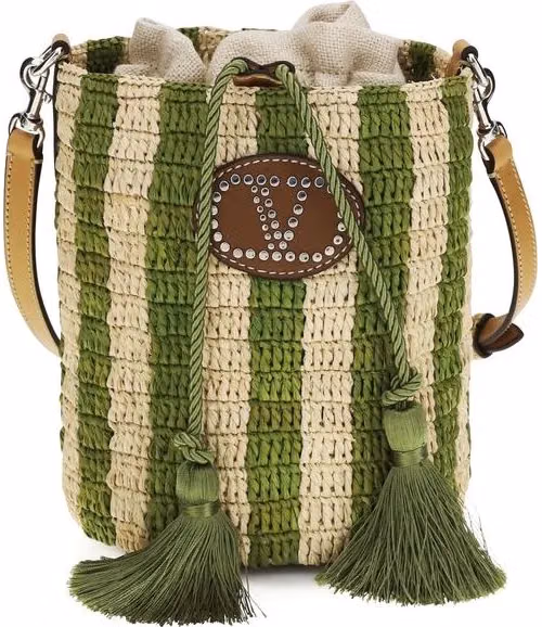 Valentino Garavani Bicolor Raffia Backet Bag