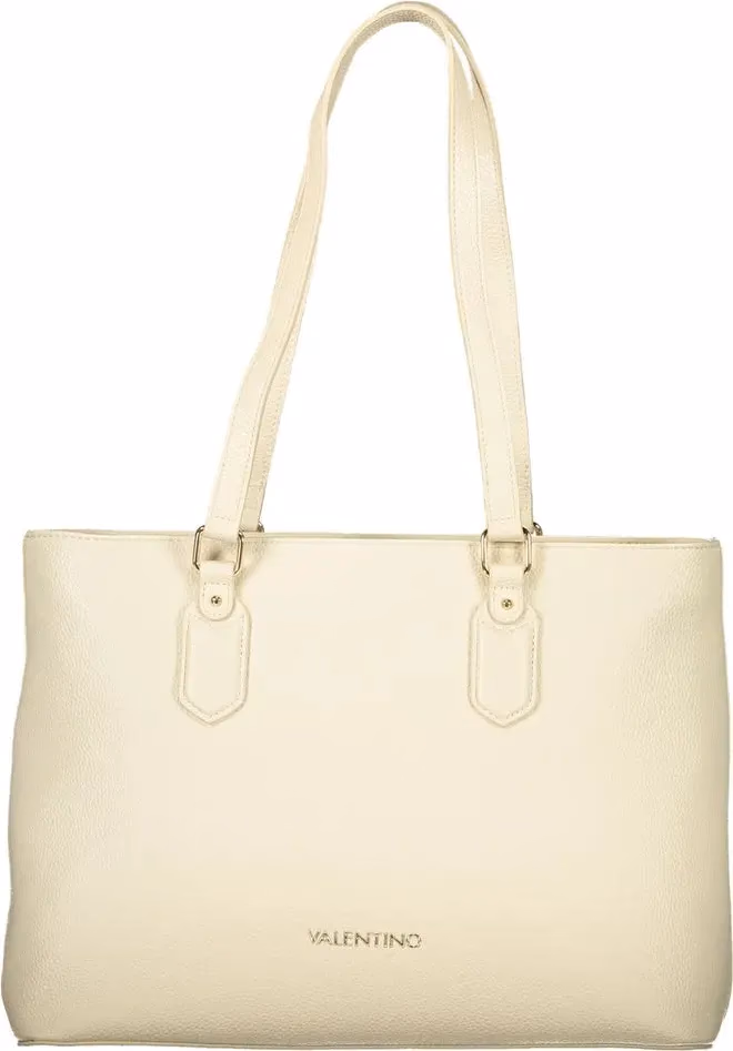 Mario Valentino Beige Polyurethane Women's Shoulder Bag with Internal Pocket