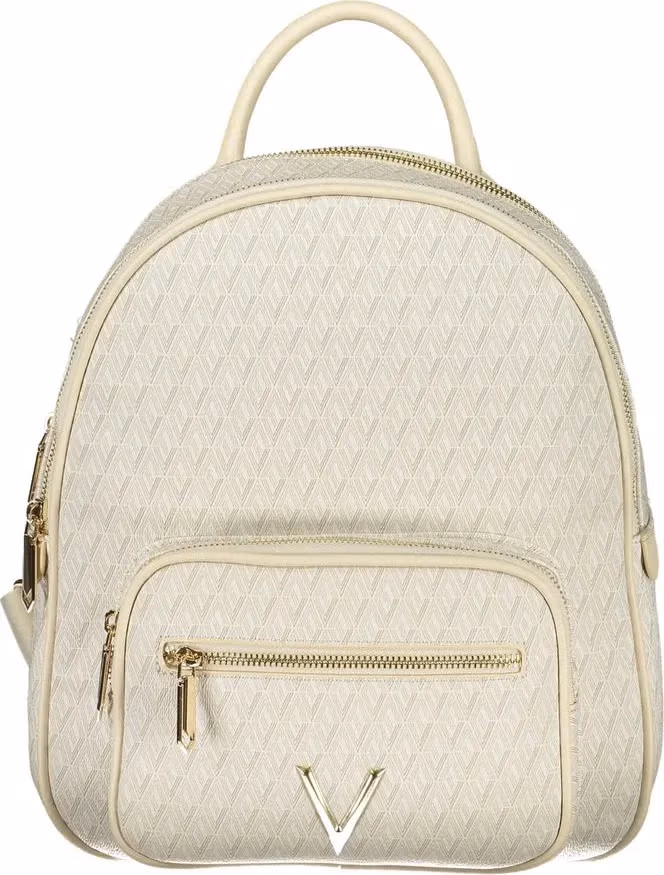 Mario Valentino Beige Polyurethane Women's Backpack with Adjustable Straps