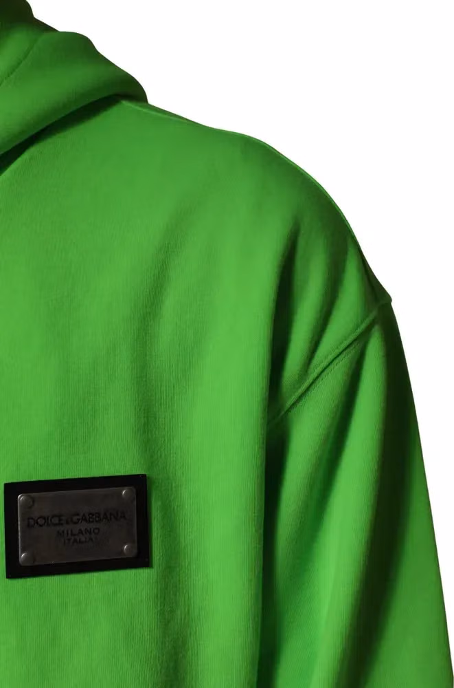 Dolce & Gabbana Green FullZip Fleece HoodedSweatshirt Sweater