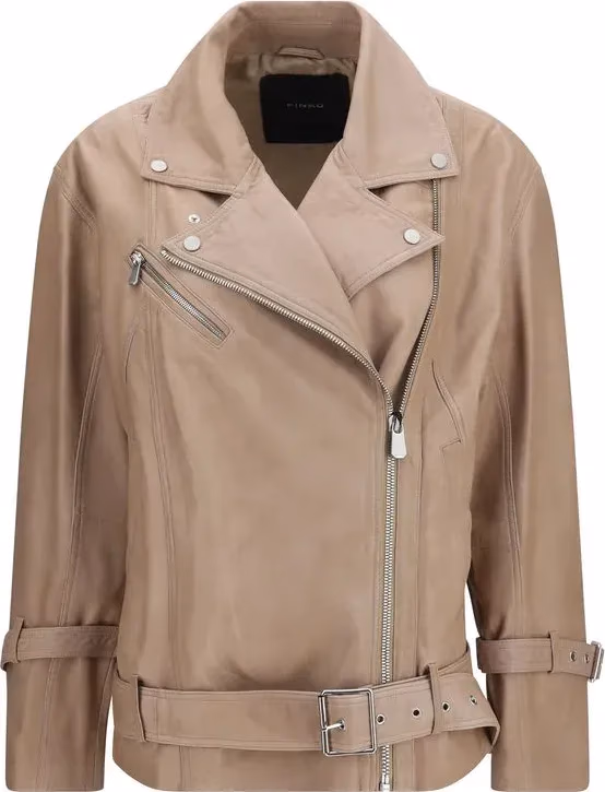 PINKO Beige Lambskin Leather Jacket