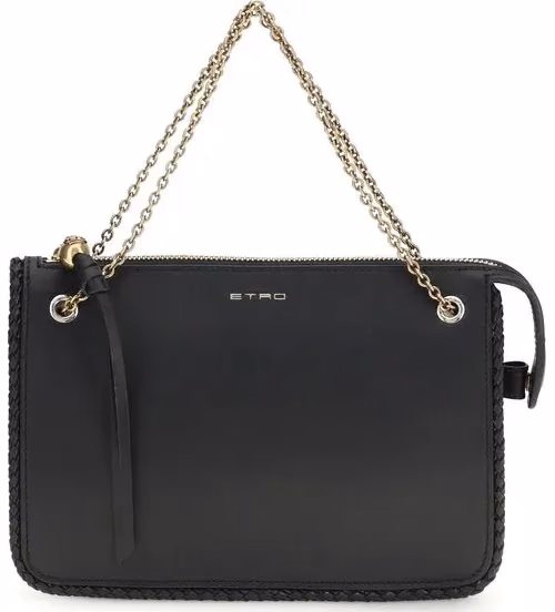 Etro Black Calf Leather Bos Taurus Clutch Bag