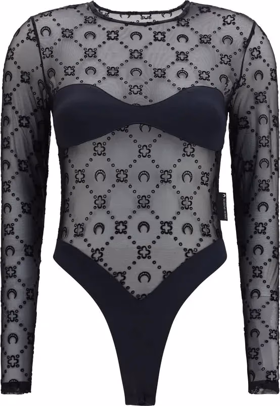 Marine Serre Black Polyamide Bodysuit