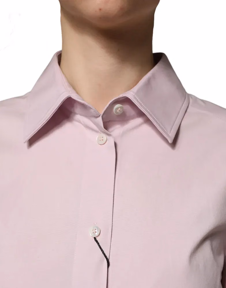 Dolce & Gabbana Pink Cotton Long Sleeves Collared Shirt Top