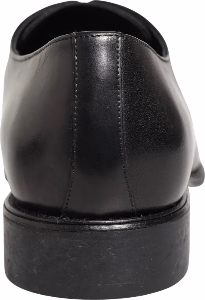 Dolce & Gabbana Black Calfskin Leather Derby Men Dress Shoes