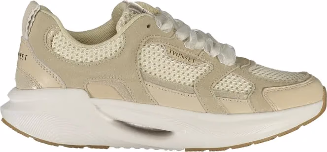 Twinset Beige Fabric Womens Sneaker