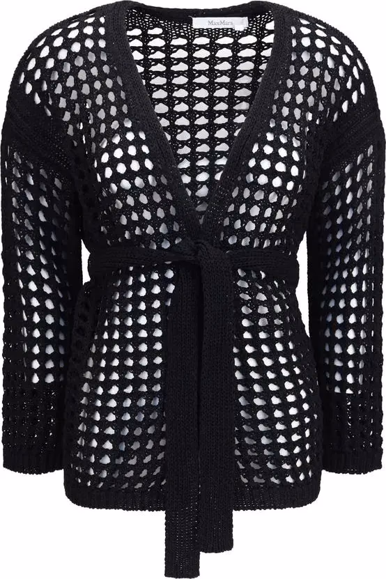 Max Mara Pure Black Cotton Cardigan