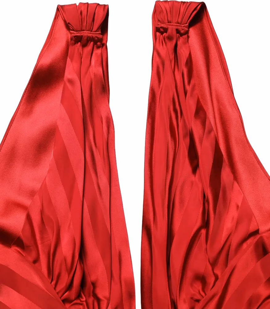 Dolce & Gabbana Red Plunging HalterNeck Draped Jumpsuit Dress