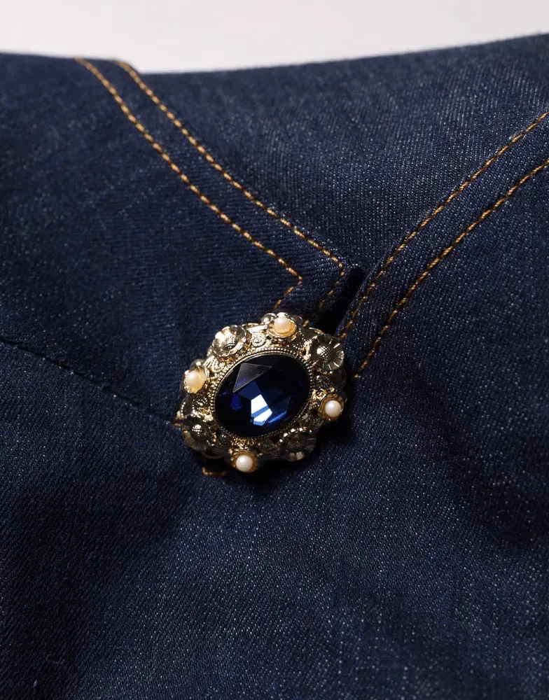 Dolce & Gabbana Blue Single-Breasted Denim Blazer Jacket