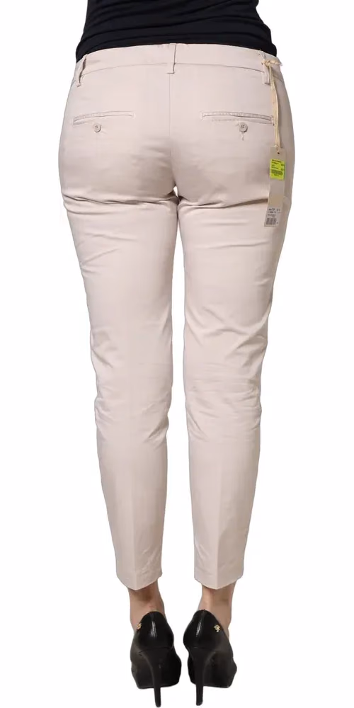 Versace Jeans Couture Beige Low Waist Tapered Women Cropped Trousers Pants