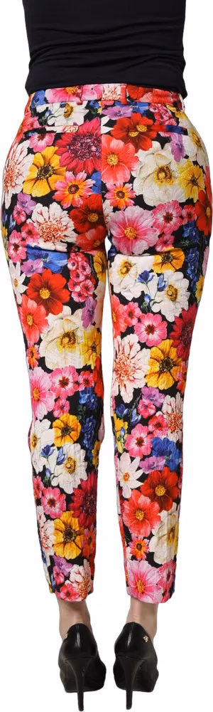 Dolce & Gabbana Multicolor Floral Print Tapered Trouser Pants