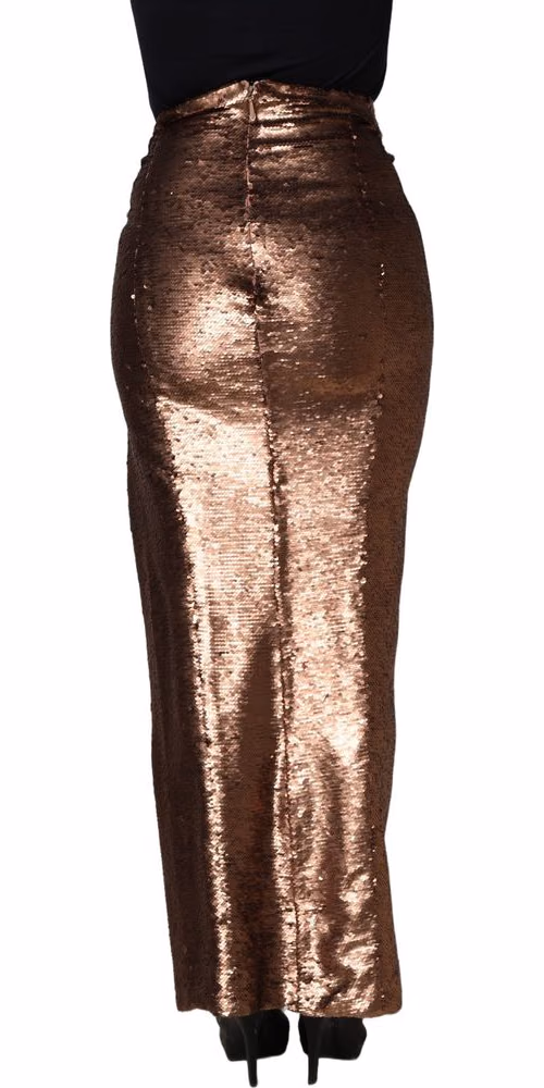 Dolce & Gabbana Rose Gold Embellished Sequinned Maxi Skirt