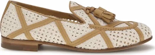 Fratelli Rossetti Beige Linen Slip-On Loafers