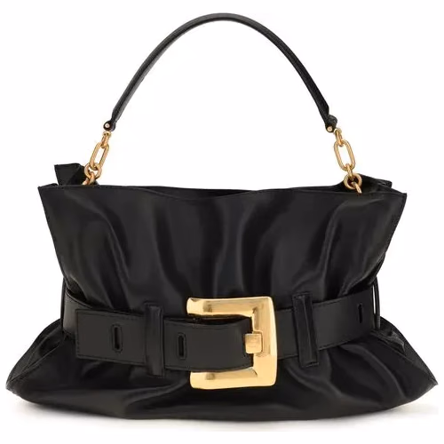 Balmain Black Calf Leather Bos Taurus Shoulder Bag