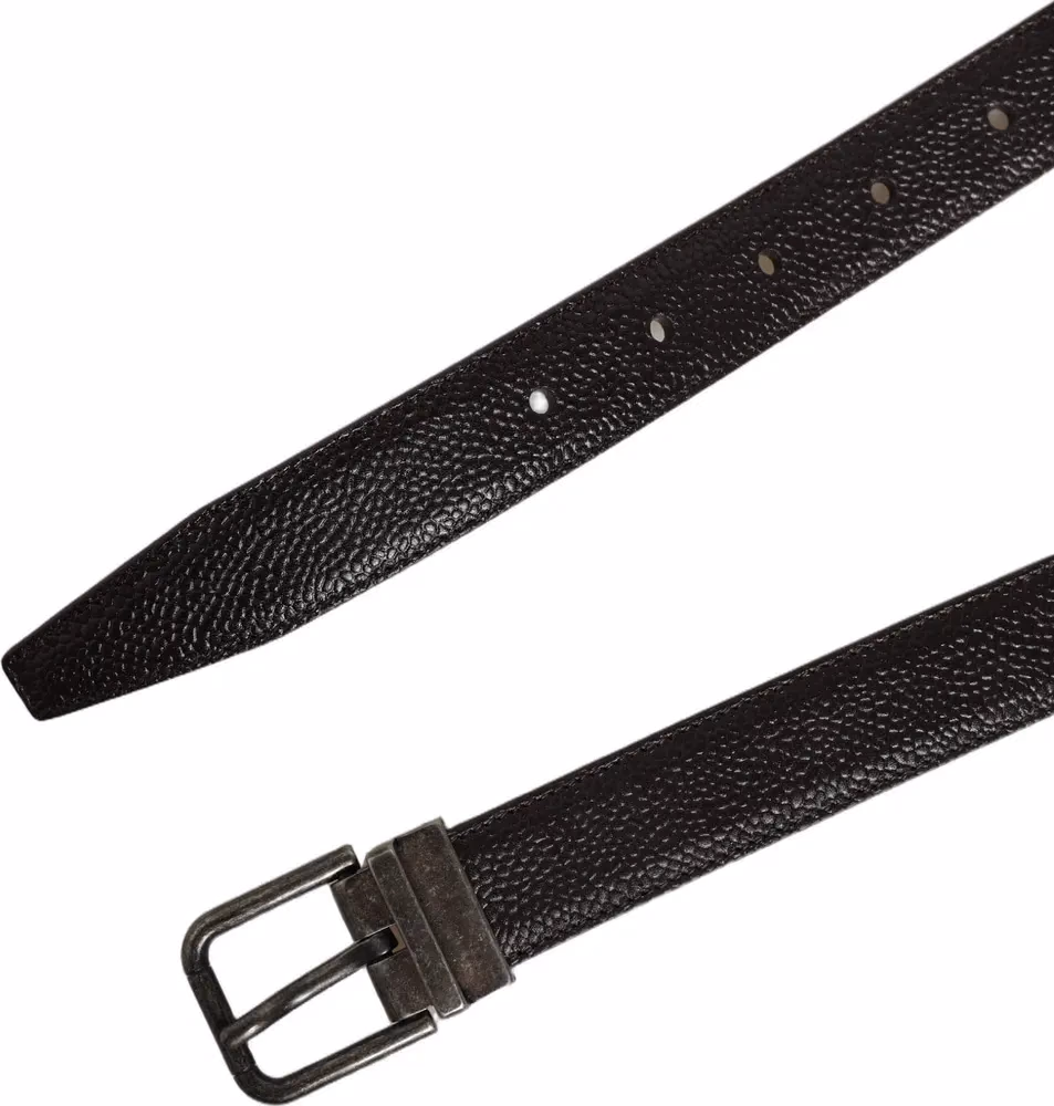 Dolce & Gabbana Brown Calf Leather Vintage Style Silver Buckle Belt