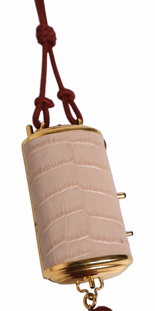 Dolce & Gabbana Pink Exotic Leather Mini Mirror Tassel Makeup Bag