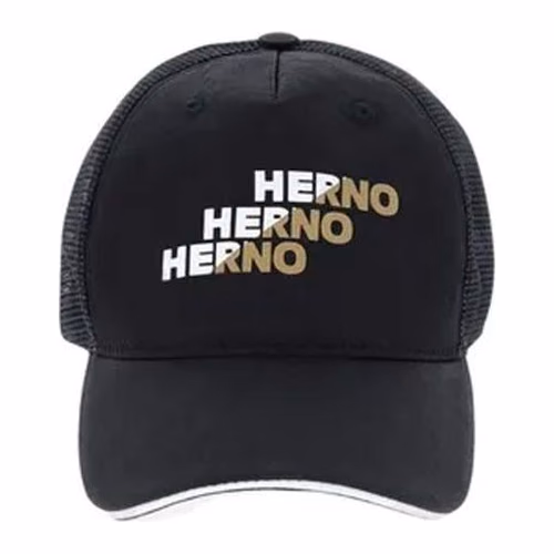 Herno Black Cotton Cap (Baseball Hat)