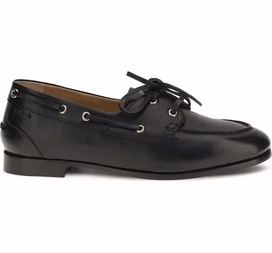 Bally Black Calf Leather Bos Taurus Slip-On Loafers