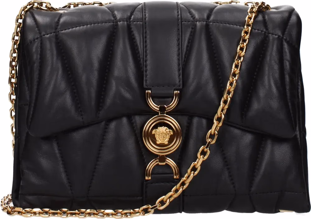 Versace Black Leather Shoulder Bag