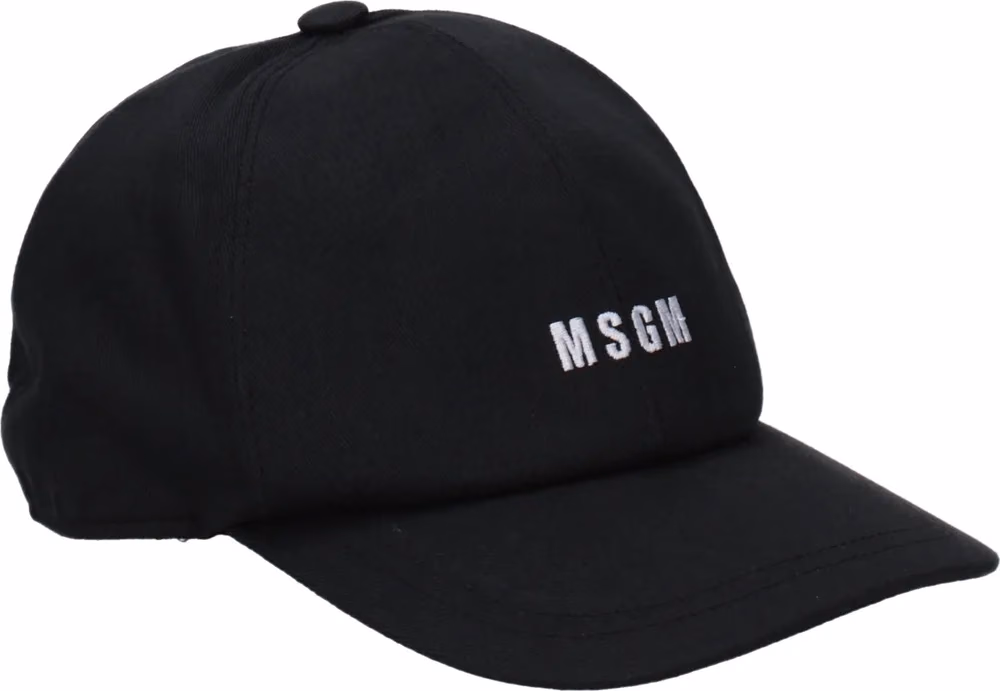 MSGM Black Cotton Cap (Baseball Hat)