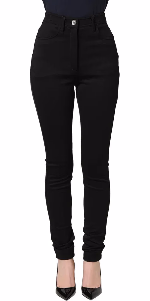 Dolce & Gabbana Black Nylon Stretch Skinny High Waist Pants