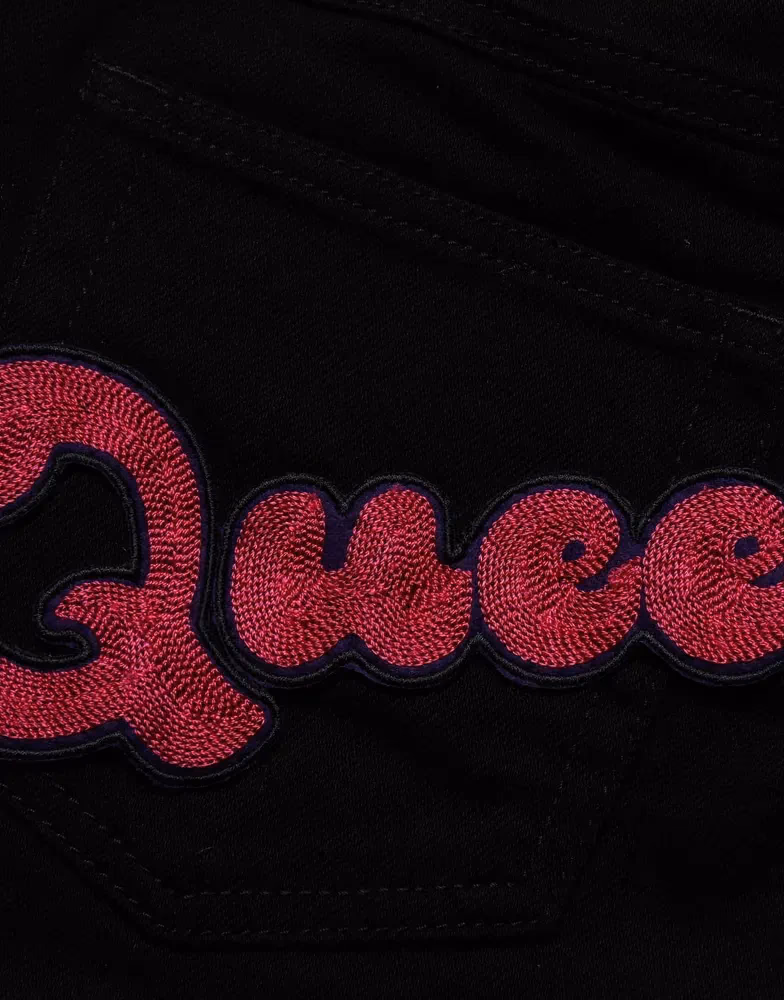 Dolce & Gabbana Black Queen Embroidery PRETTY Denim Jeans
