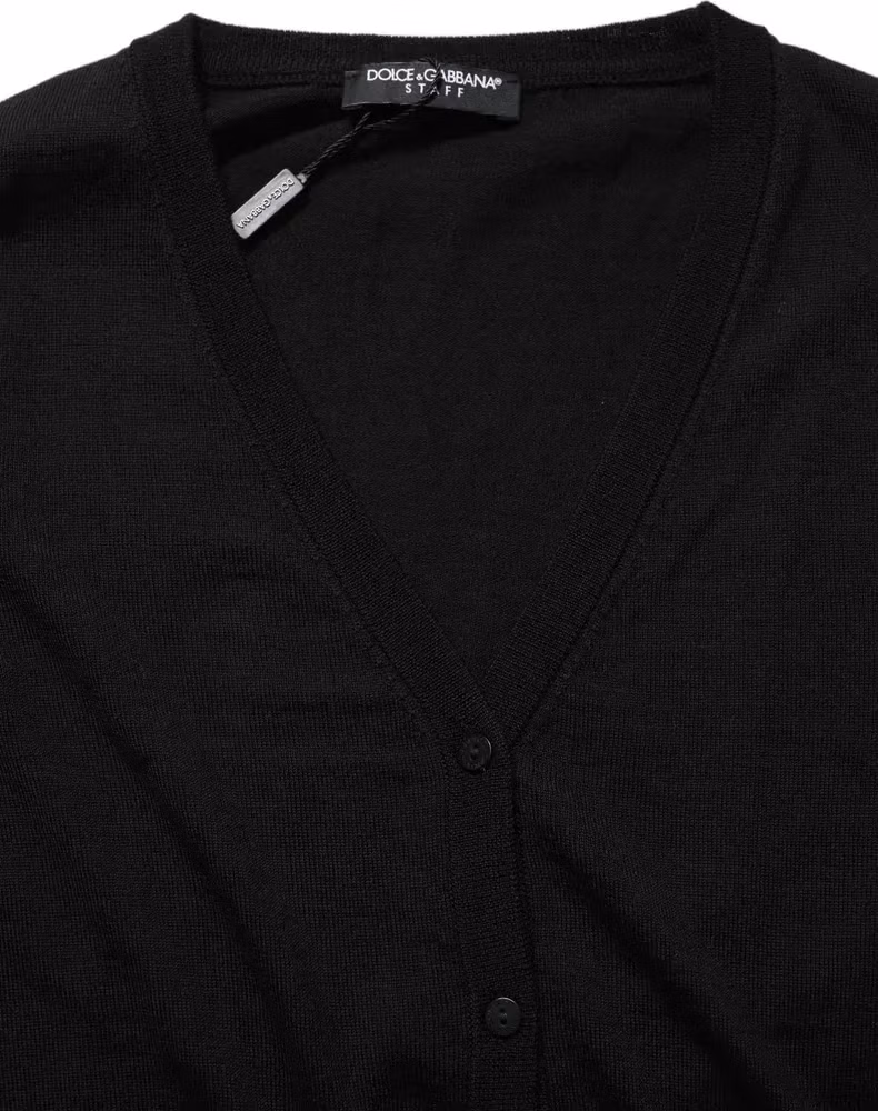 Dolce & Gabbana Black Wool Knit Button Cardigan Sweater