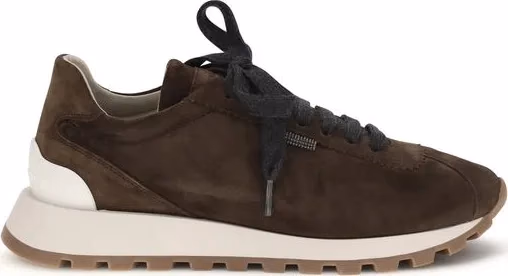 Brunello Cucinelli Brown Calf Leather Bos Taurus Athletic Sneakers