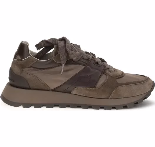 Brunello Cucinelli Brown Calf Leather Bos Taurus Athletic Sneakers