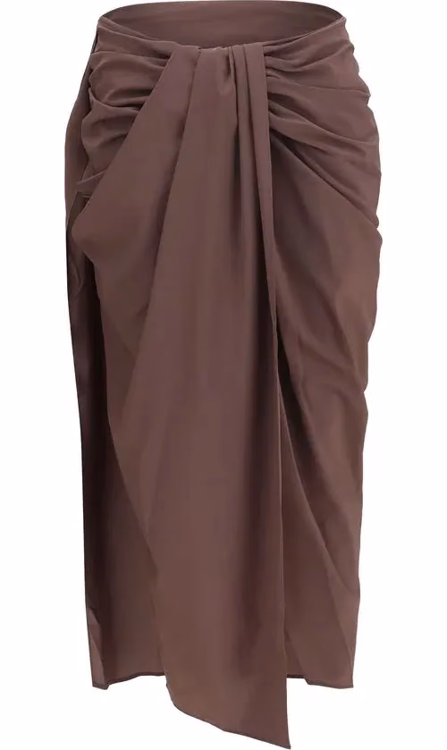 Jacquemus Brown Polyester Midi Skirt