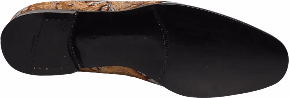 Dolce & Gabbana Gold Brocade Baroque Men Loafers Shoes
