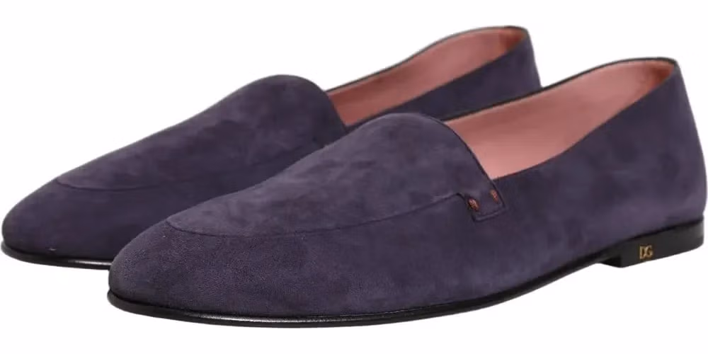 Dolce & Gabbana Violet Velvet Slip On Men Flats Loafers Shoes