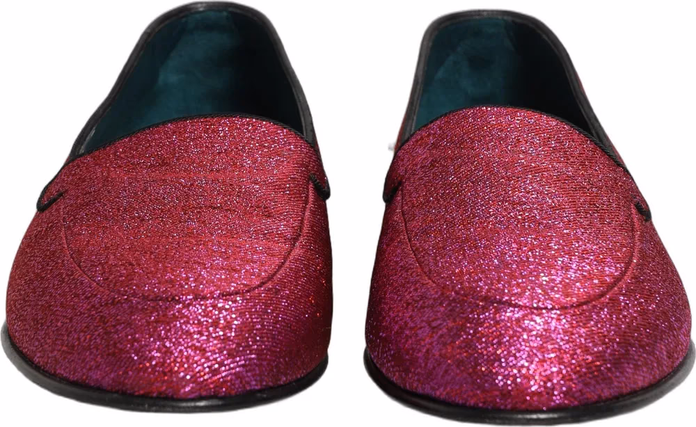 Dolce & Gabbana Pink Glitter Lurex Logo Dress Loafers Shoes