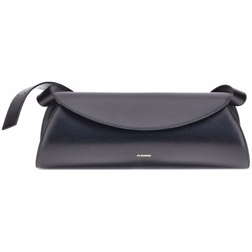 Jil Sander Black Calf Leather Bos Taurus Shoulder Bag