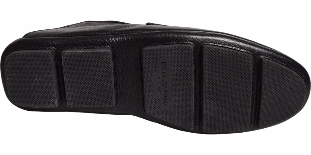 Dolce & Gabbana Black Deerskin Leather Driver Loafers Shoes
