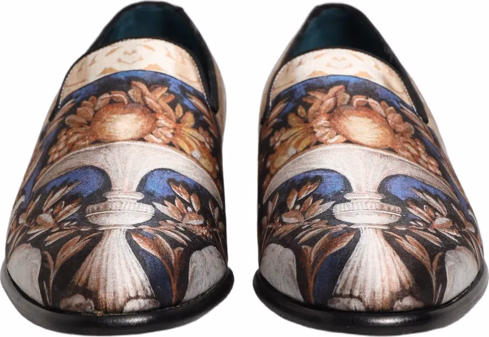 Dolce & Gabbana Multicolor Fruit Print Velvet Loafers Shoes