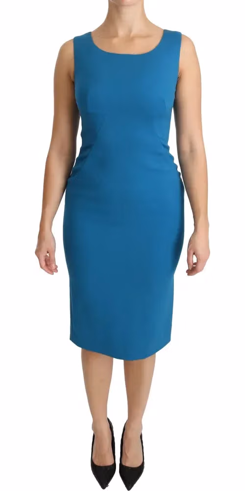 Dolce & Gabbana Blue Virgin Wool Casual Dress
