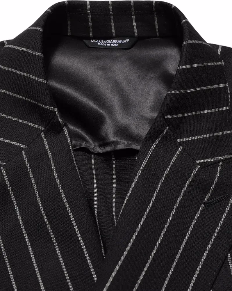 Dolce & Gabbana Black Stripes Wool Double Breasted Jacket