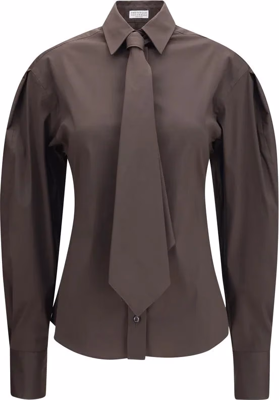 Brunello Cucinelli Brown Cotton Dress Shirt